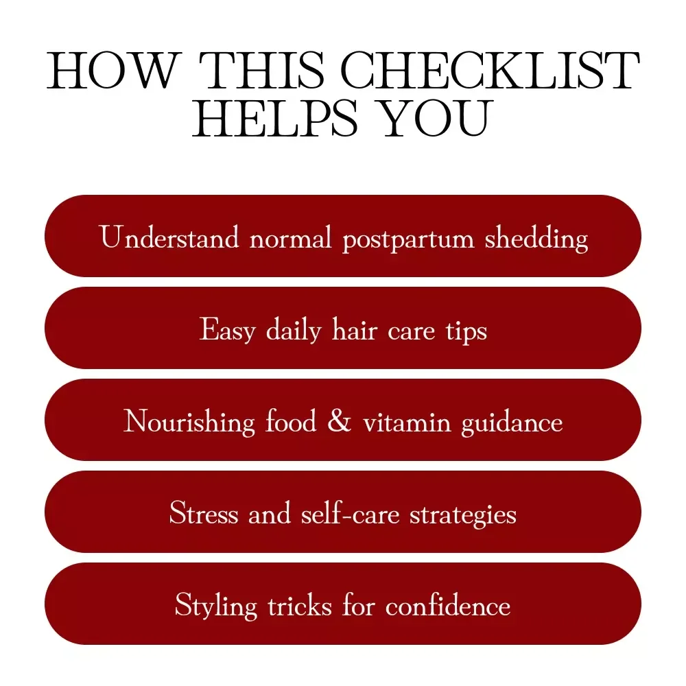Bounce Back Beautiful: Your Fun & Easy Postpartum Hair Loss Checklist | Digital Download for Moms