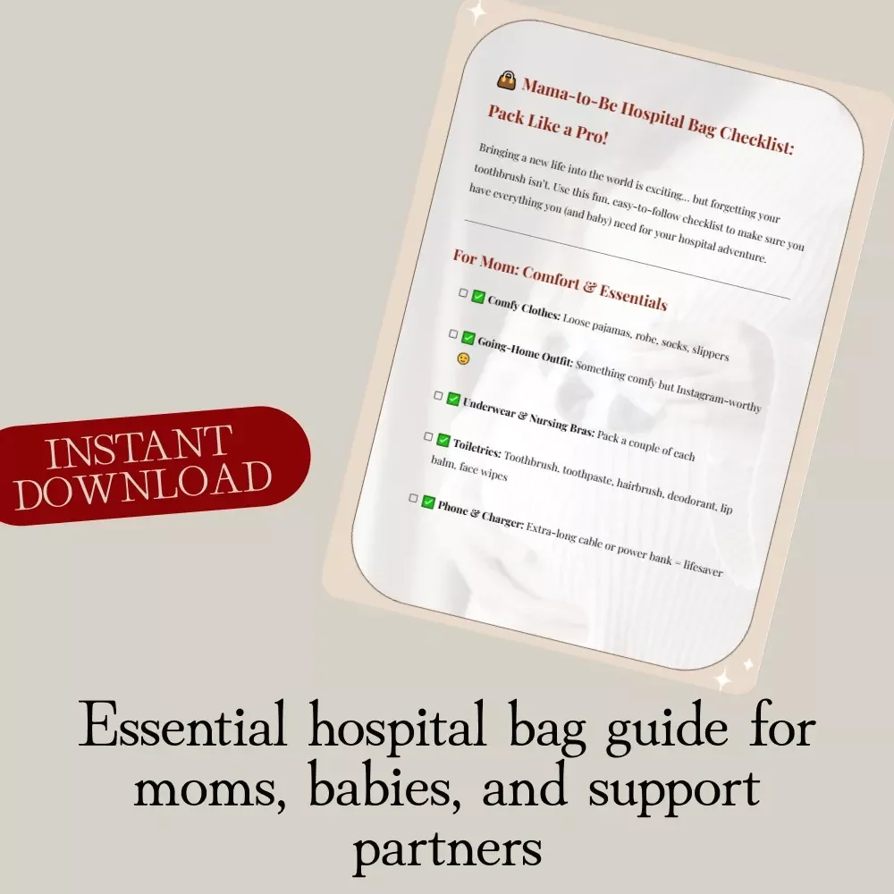 Mama-to-Be Hospital Bag Checklist: Pack Like a Pro! | Digital Download Guide for Packing Your Hospital Bag Checklist | Printable eBook for Moms, Dads & Baby