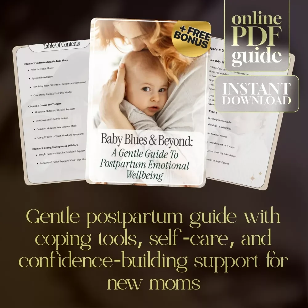 Baby Blues & Beyond: A Gentle Guide to Postpartum Emotional Wellbeing | Digital Download eBook for New Moms | Postpartum Mental Health, Self-Care & Coping Strategies