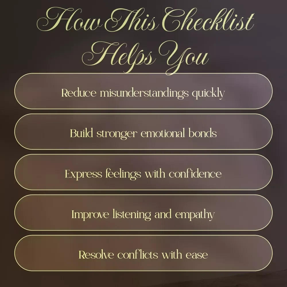 The Relationship Communication Checklist | Digital Download Guide for Couples, Partners & Personal Growth | Improve Conversations, Strengthen Bonds & Build Healthy Relationships