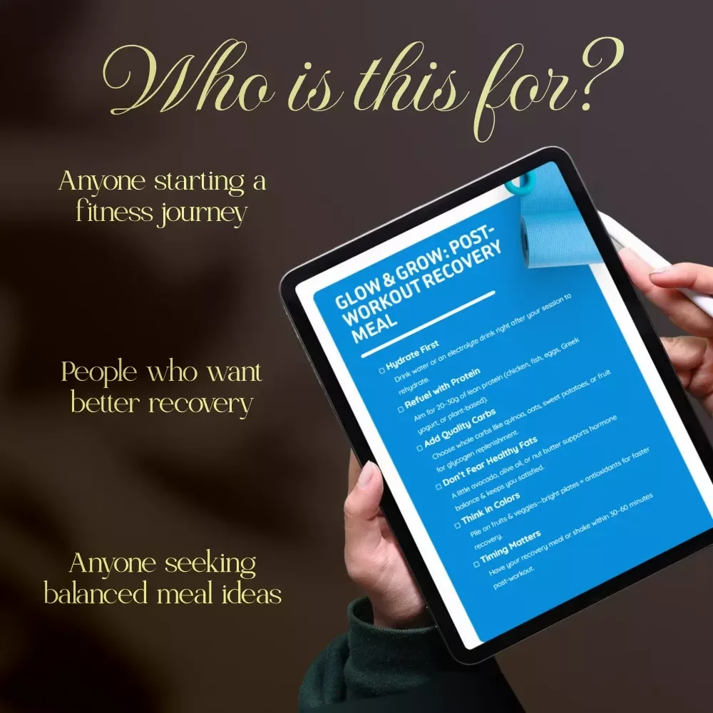 Glow & Grow: Post-Workout Recovery Meal Checklist | Instant Download Guide for Balanced Post-Workout Recovery Meals