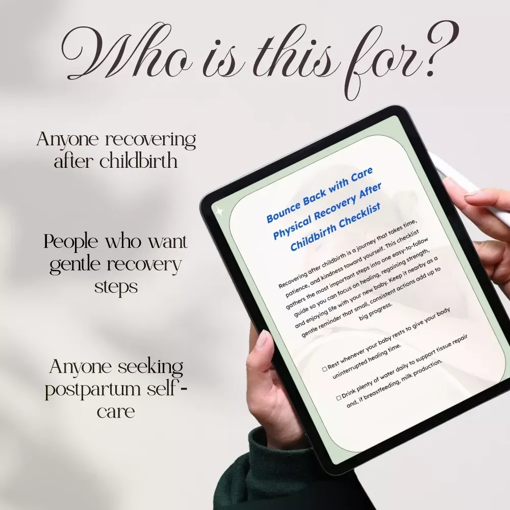 Bounce Back with Care Physical Recovery After Childbirth Checklist | Postpartum Healing Guide | Digital Download for New Moms