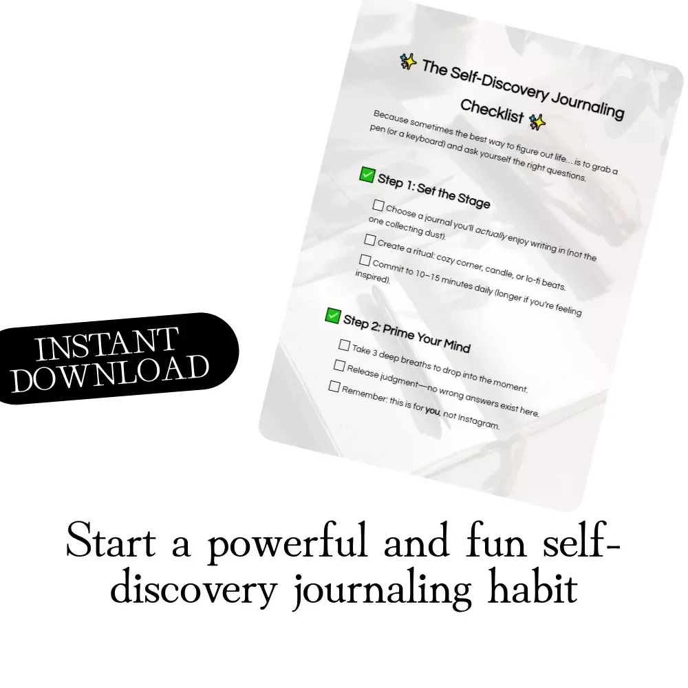 The Self-Discovery Journaling Checklist | Guided Prompts for Inner Exploration & Personal Growth | Digital Download PDF