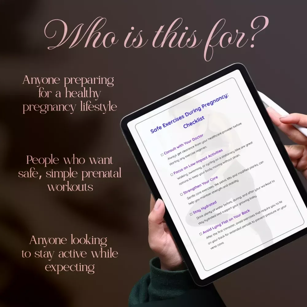 Safe Exercises During Pregnancy: Checklist | Digital Download Guide for Moms-to-Be
