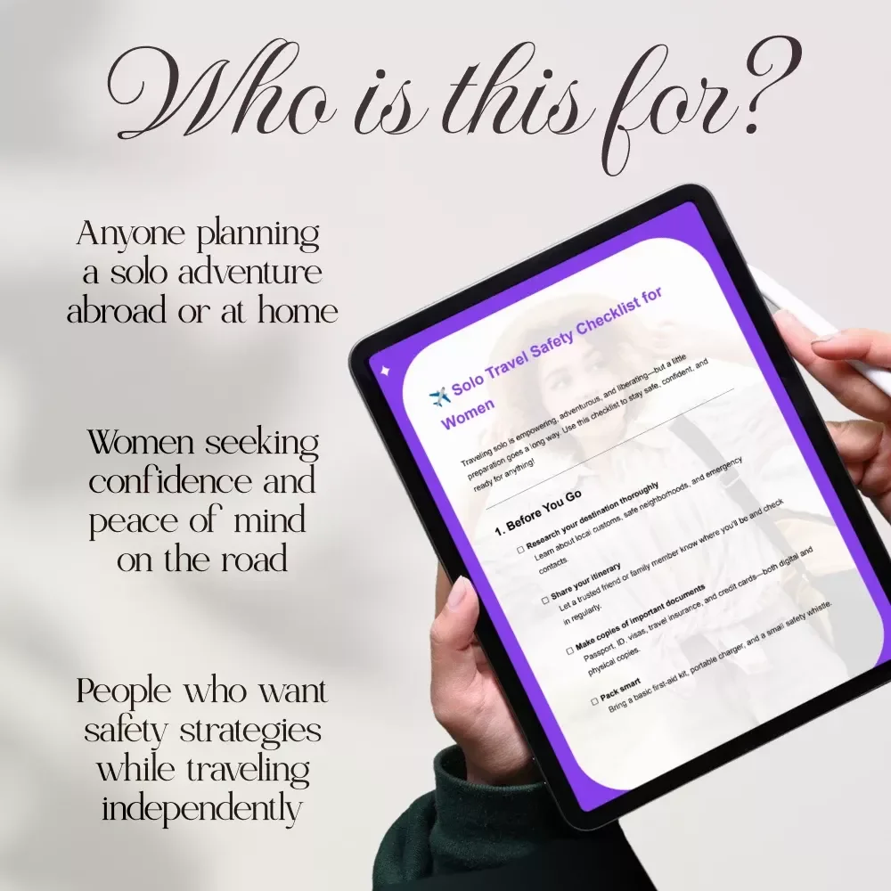 Solo Travel Safety Checklist for Women | Digital Download PDF | Essential Solo Travel Safety Guide for Female Travelers | Printable Travel Safety Checklist