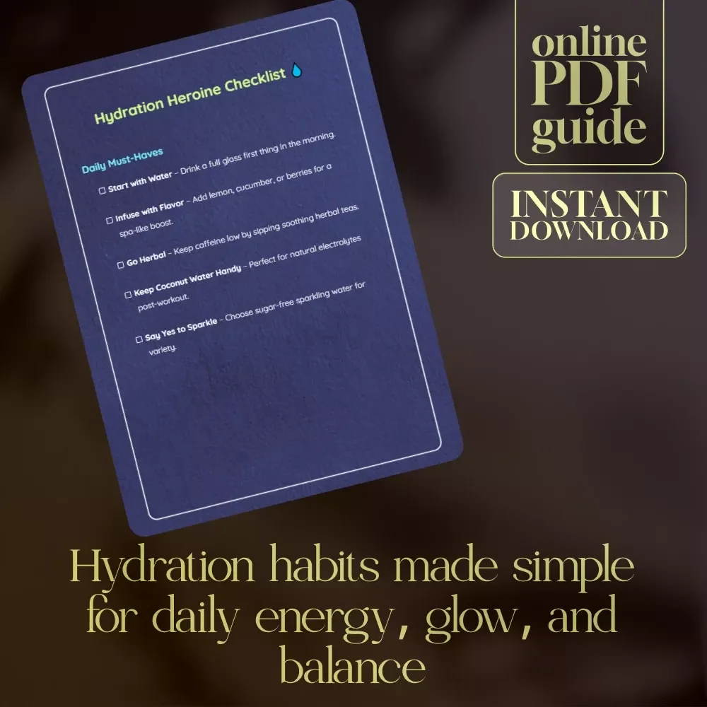 Hydration Heroine Checklist | Printable Wellness Guide for Daily Hydration Habits | Best Drinks for Hydration | Digital Download