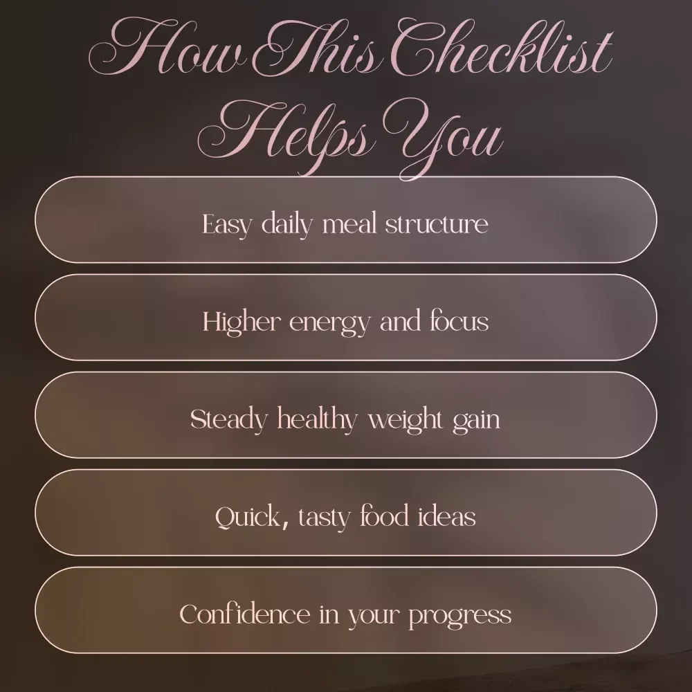 Gain & Glow: Meal Checklist | Weight Gain Meal Plan Printable | High-Calorie Meal Prep Guide | Digital Download