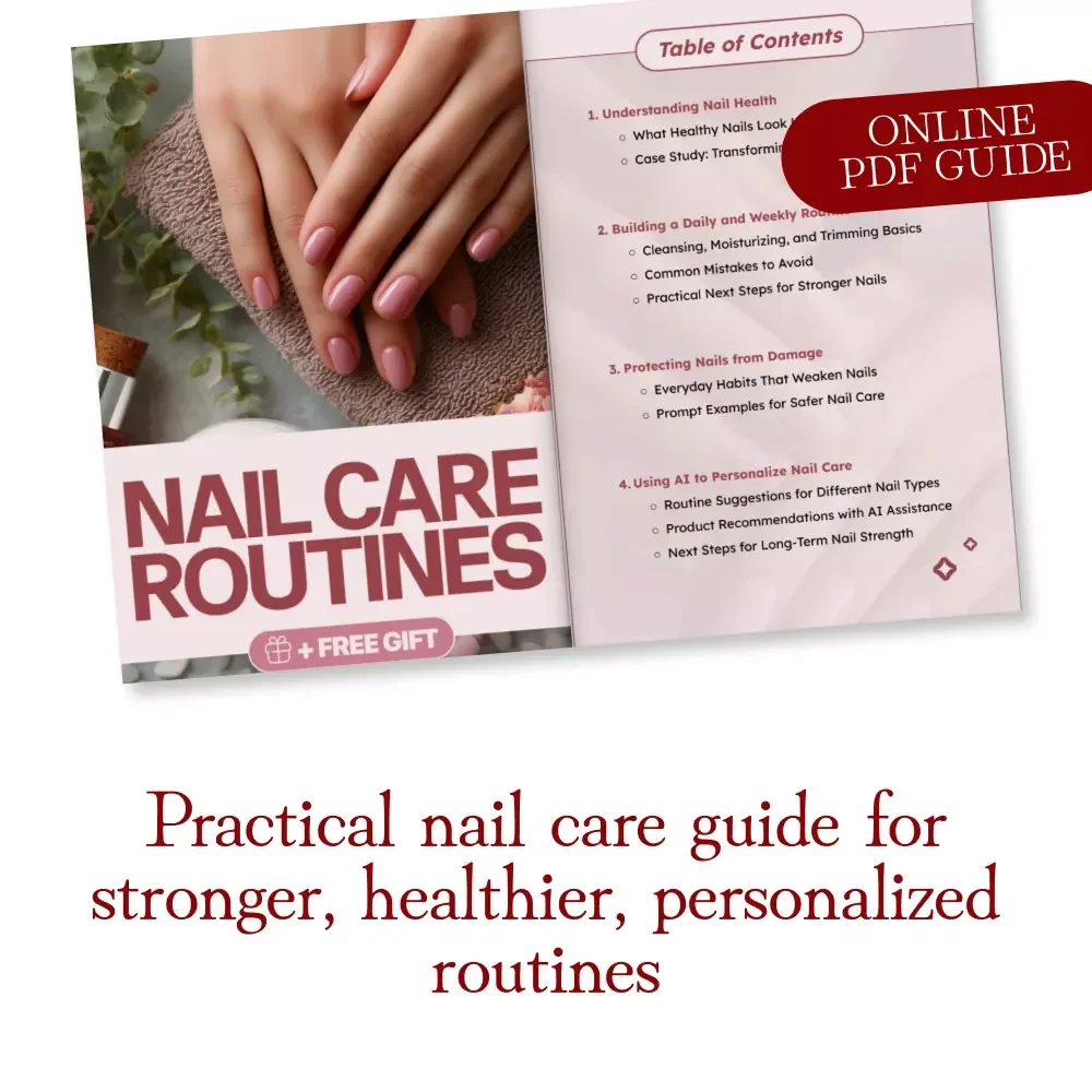Nail Care Routines Guide | Digital Download eBook for Healthy, Strong, Beautiful Nails | Daily & Weekly Nail Care Checklist, AI-Powered Personalized Tips