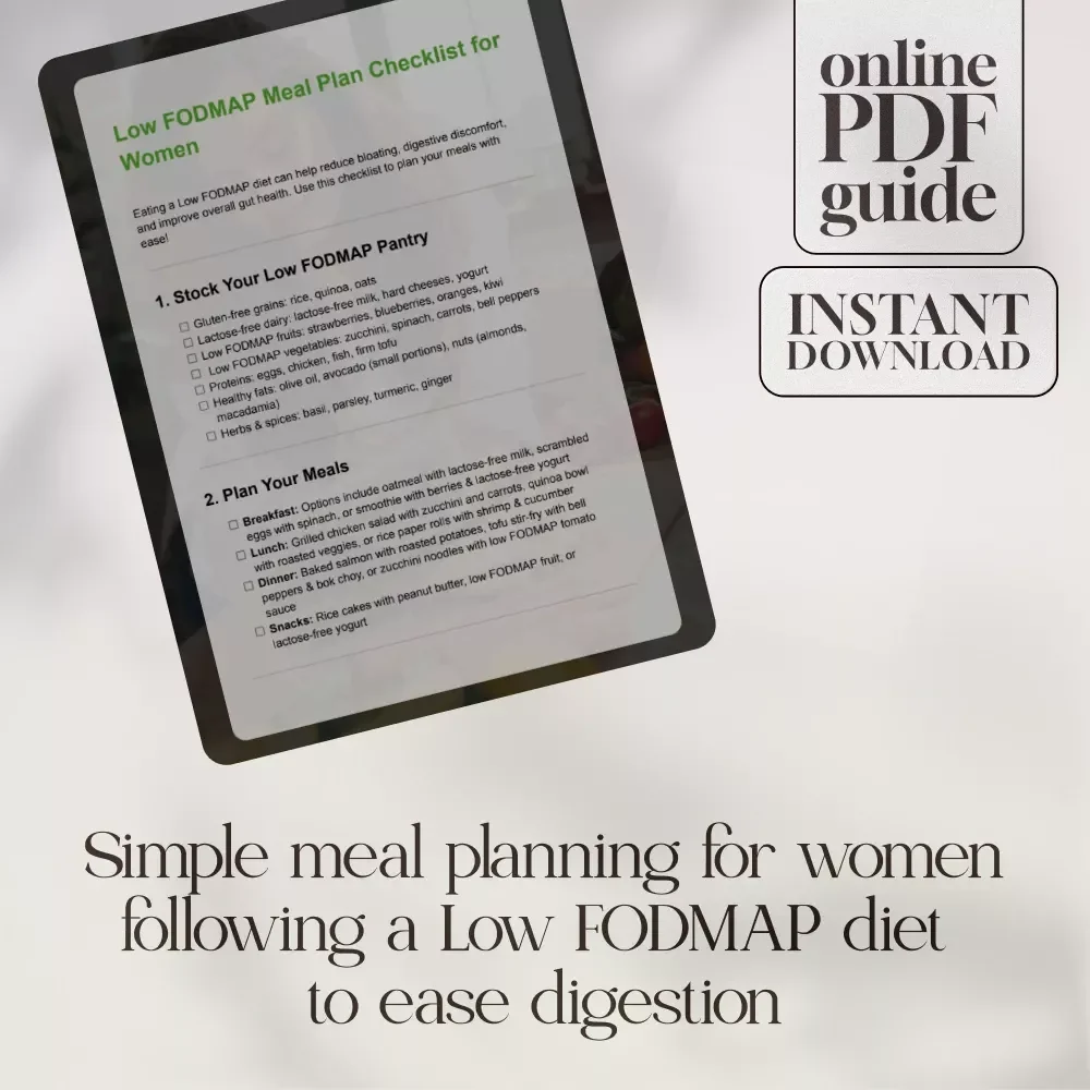 Low FODMAP Meal Plan Checklist for Women | Gut Health & Bloat Relief Digital Download