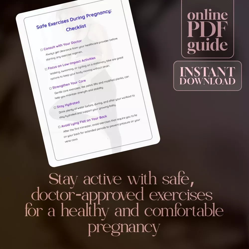 Safe Exercises During Pregnancy: Checklist | Digital Download Guide for Moms-to-Be
