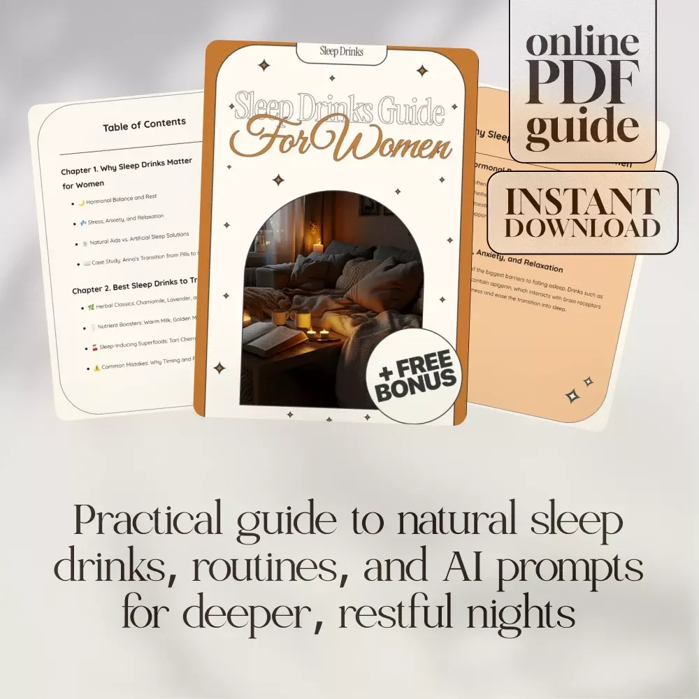 Sleep Drinks Guide for Women | Natural Herbal Teas, Nutrient Boosters & Relaxation Recipes | Digital Download Wellness eBook