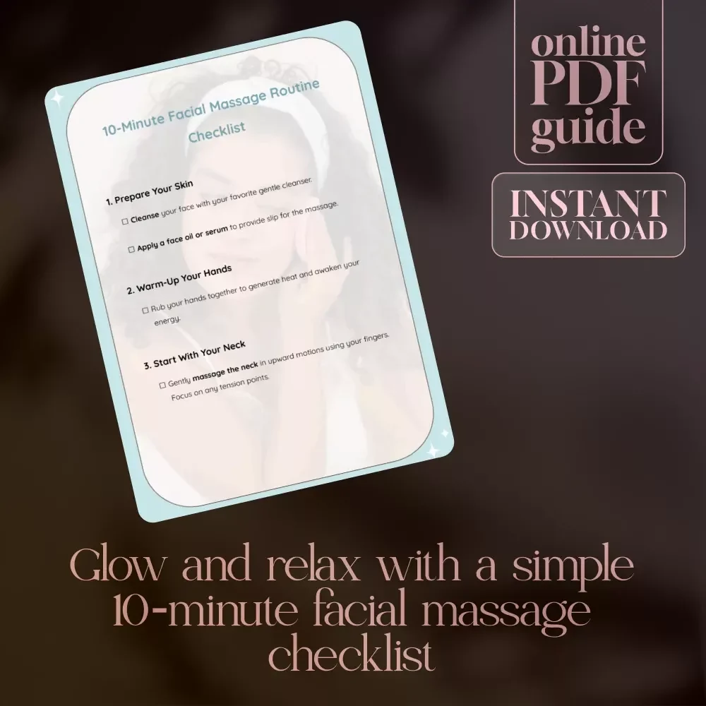 10-Minute Facial Massage Routine Checklist | Instant Digital Download Self-Care Guide for Relaxation & Glowing Skin