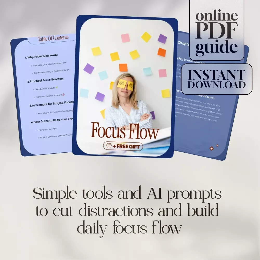 Focus Flow Guide | How to Stay Focused Daily with Practical Boosters, Micro-Habits & AI Prompts