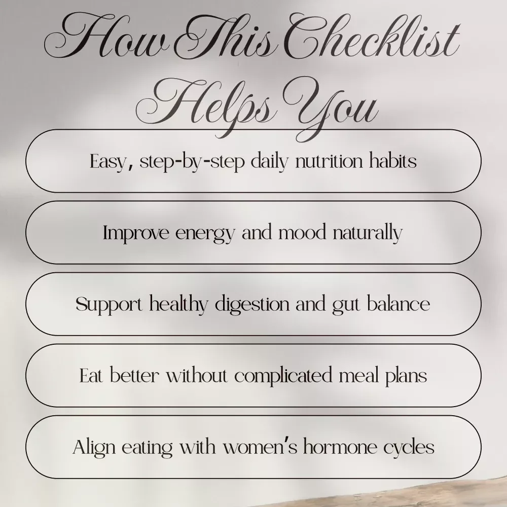 Eat Smart, Balance Hormones – Printable Wellness Checklist for Women | Hormone Health, Gut Support & Nutrition Guide | Digital Download