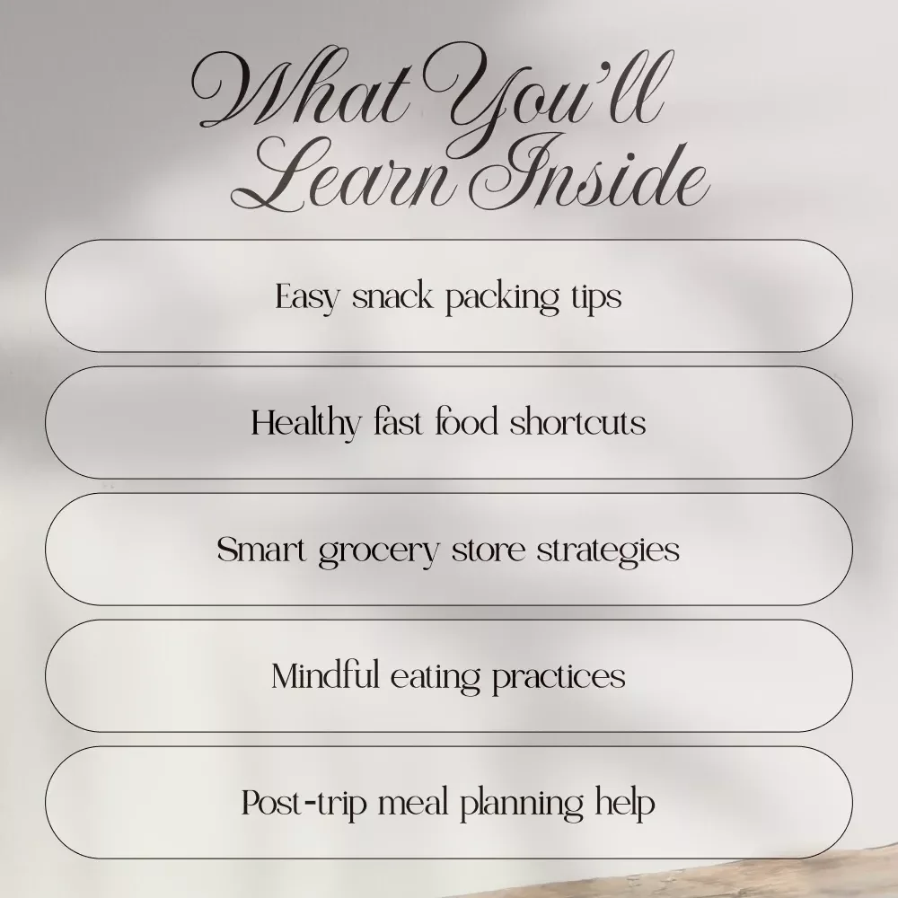 Wander & Nourish: Your Smart Guide to Healthy Eating on the Go | Digital Travel Nutrition eBook | Healthy Eating While Traveling Guide for Women | Packing Tips, Menu Hacks, Meal Planning & AI Tools
