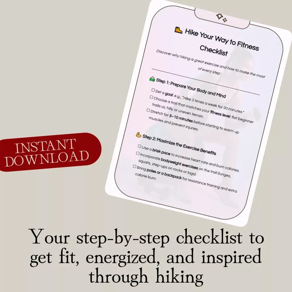 Hike Your Way to Fitness Checklist | Digital Download Hiking Fitness Guide | Printable Hiking Workout Planner | is hiking good exercise