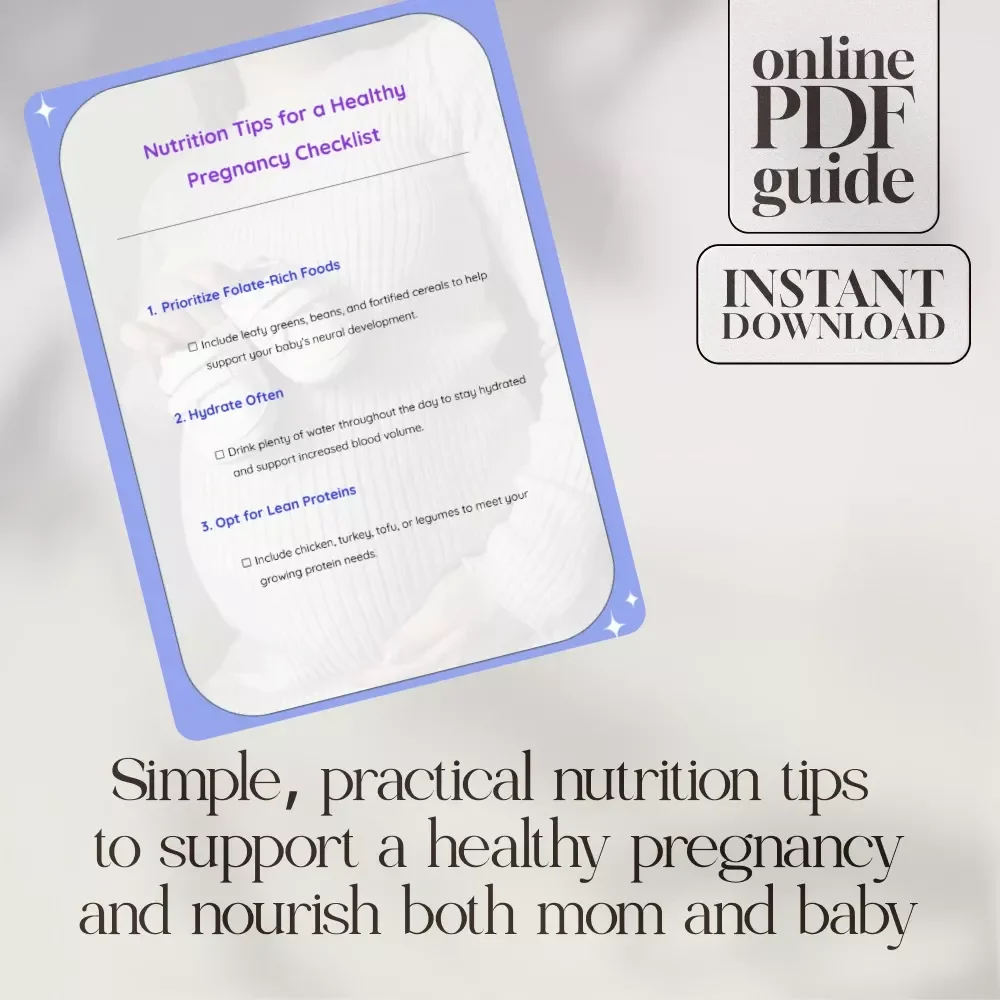 Nutrition Tips for a Healthy Pregnancy Checklist | Printable Digital Download for Expecting Moms