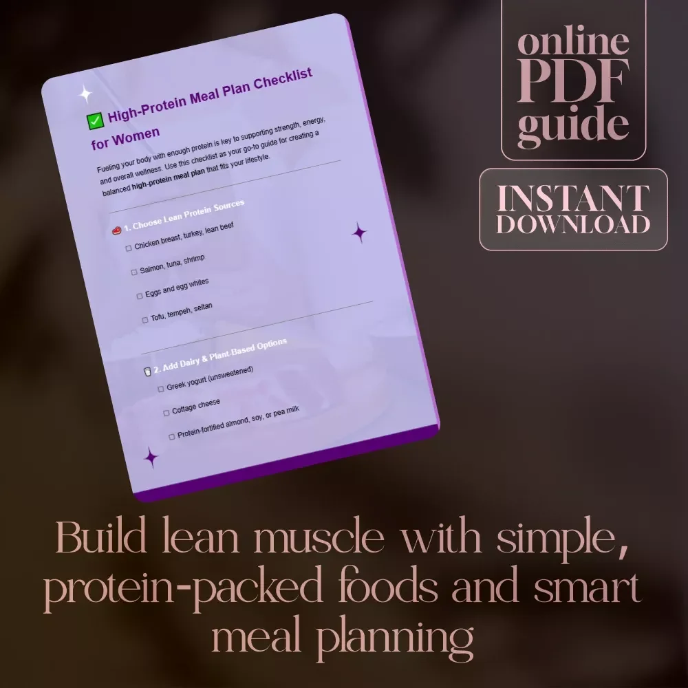 High-Protein Meal Plan Checklist for Women | Printable Nutrition Guide | Healthy Eating Planner | Protein-Rich Food List for Meal Prep