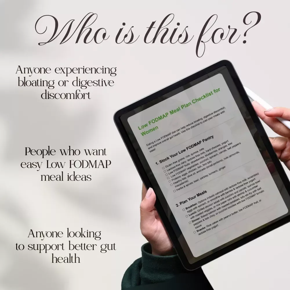 Low FODMAP Meal Plan Checklist for Women | Gut Health & Bloat Relief Digital Download