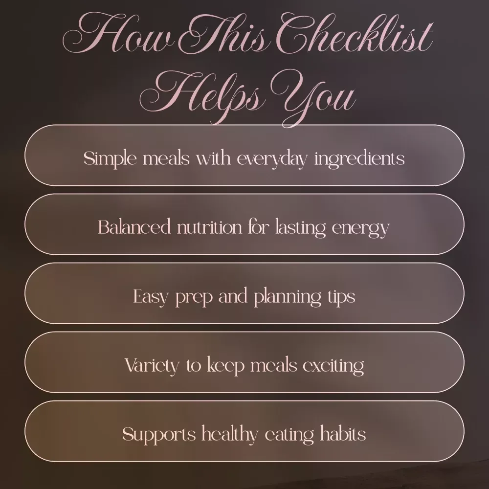 7-Day Balanced Meal Plan Checklist | Digital Download Healthy Eating Guide for Simple Weekly Nutrition