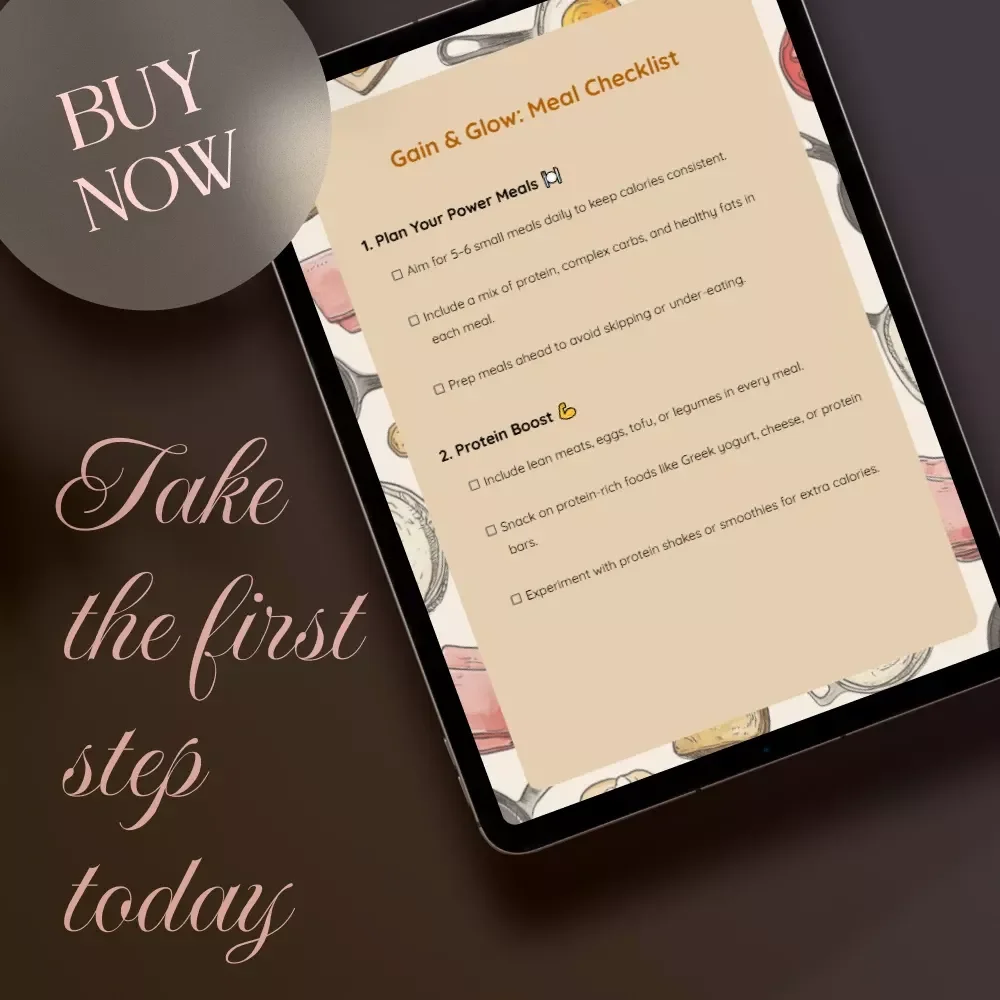 Gain & Glow: Meal Checklist | Weight Gain Meal Plan Printable | High-Calorie Meal Prep Guide | Digital Download