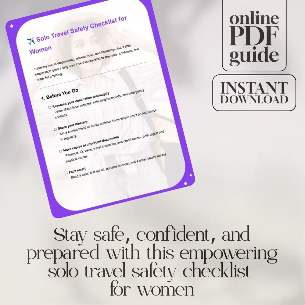 Solo Travel Safety Checklist for Women | Digital Download PDF | Essential Solo Travel Safety Guide for Female Travelers | Printable Travel Safety Checklist