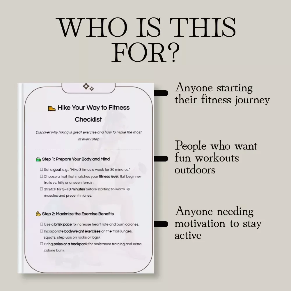 Hike Your Way to Fitness Checklist | Digital Download Hiking Fitness Guide | Printable Hiking Workout Planner | is hiking good exercise