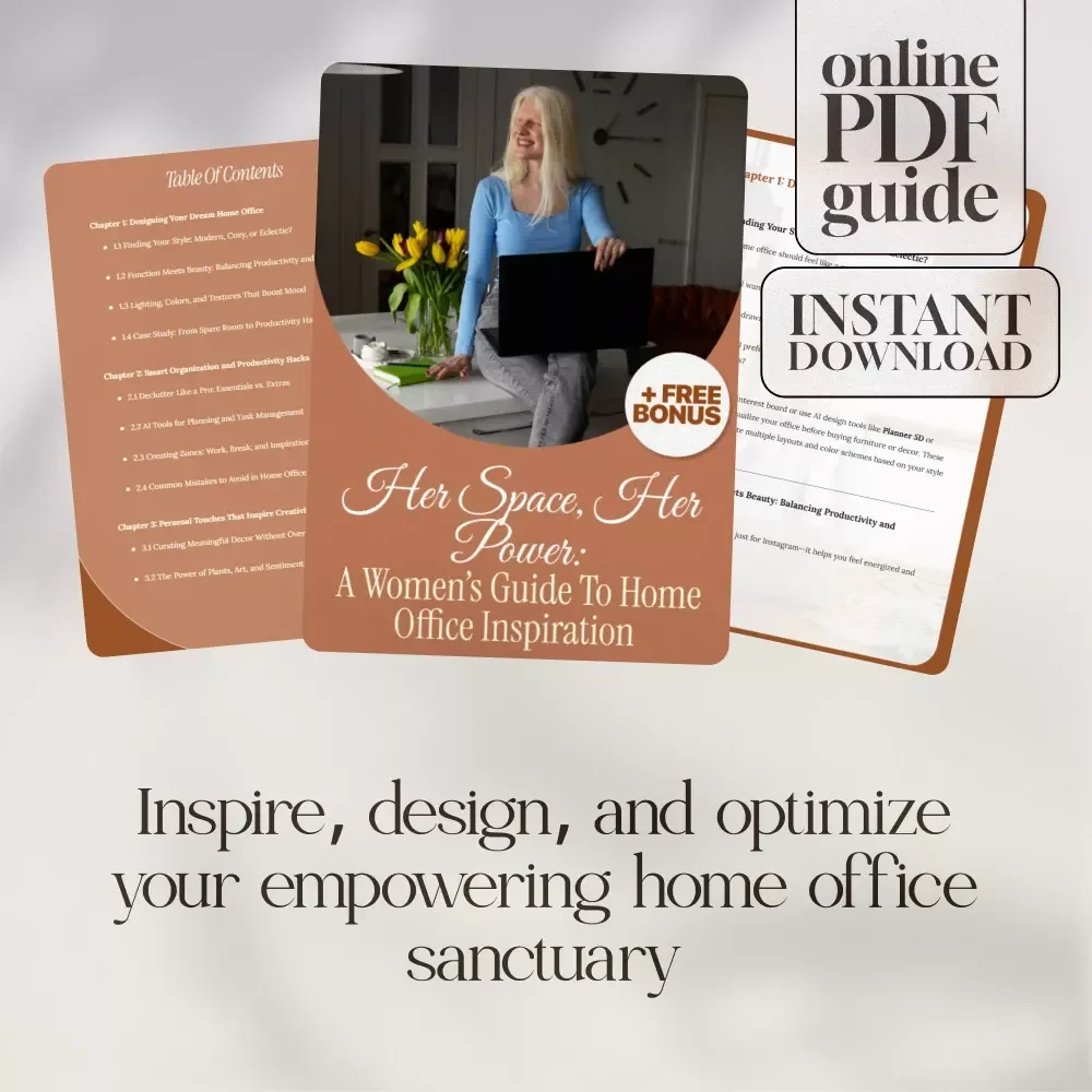 Her Space, Her Power: A Women’s Guide to Home Office Inspiration | Digital Download | eBook & Guide for Productivity, Organization, and Creativity