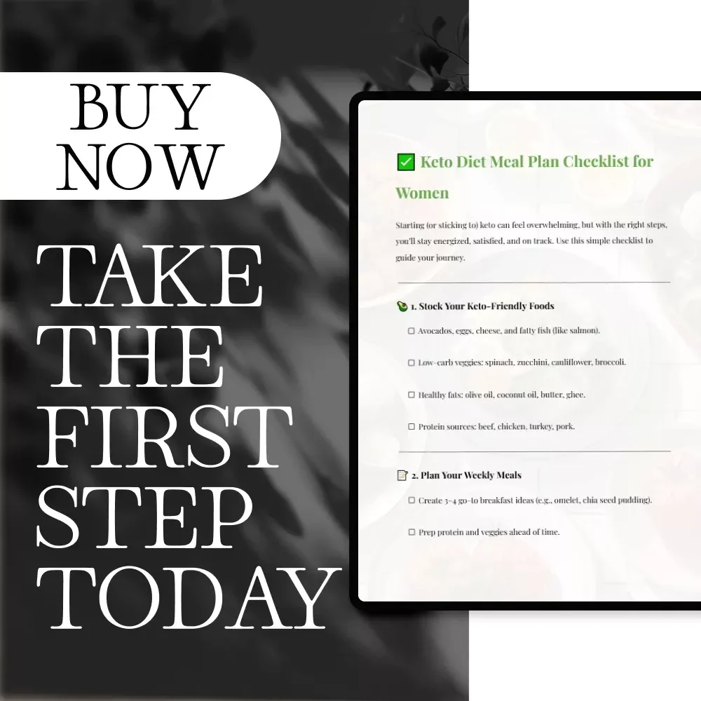 Keto Diet Meal Plan Checklist for Women | Printable Low-Carb Keto Planner | Digital Download for Beginners