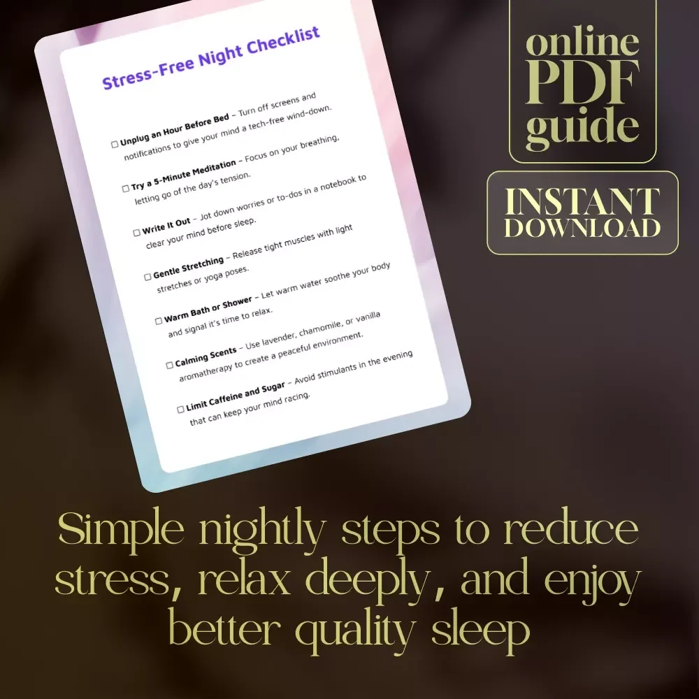 Stress-Free Night Checklist | Digital Download Guide for Stress Management Techniques for Sleep, Relaxation & Better Rest
