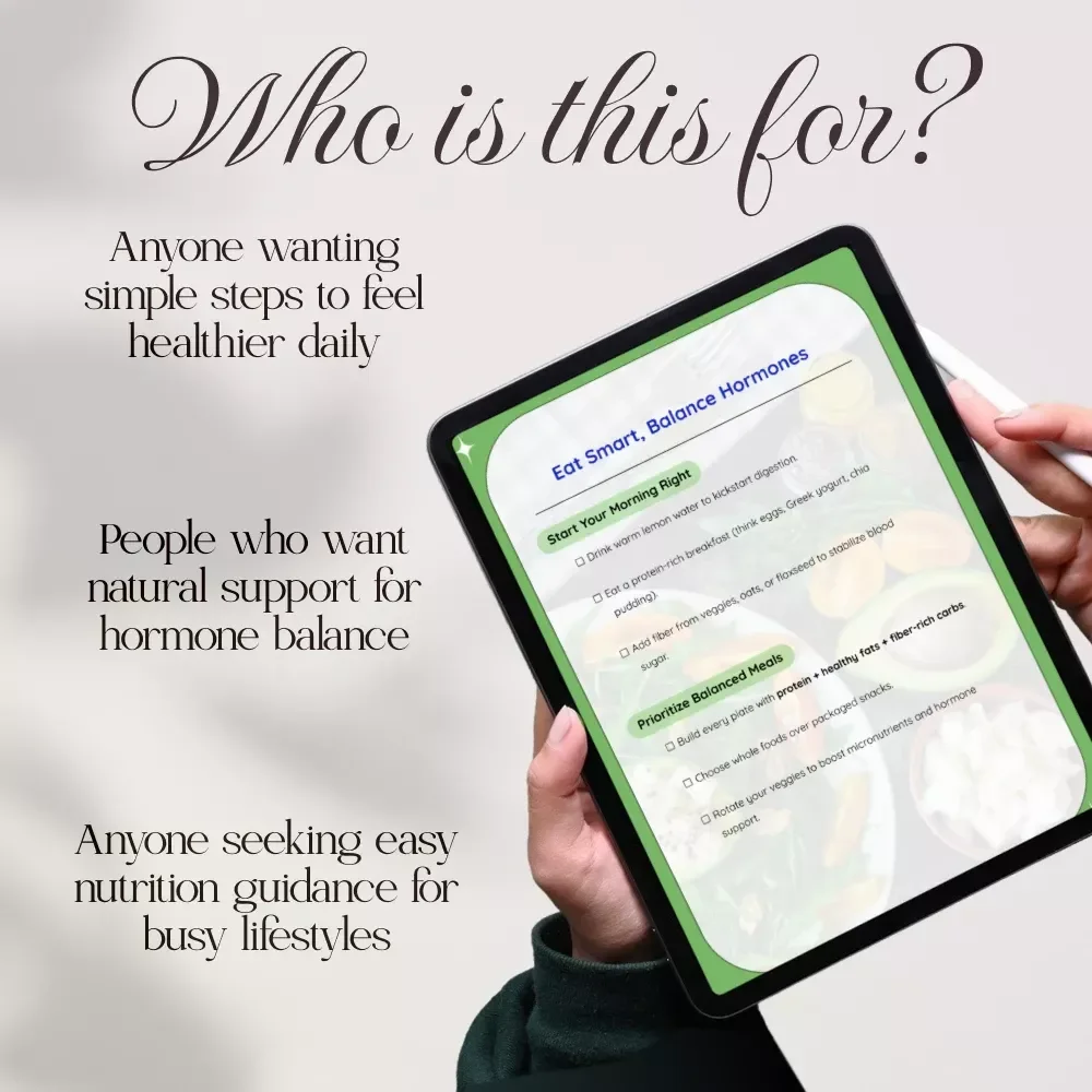 Eat Smart, Balance Hormones – Printable Wellness Checklist for Women | Hormone Health, Gut Support & Nutrition Guide | Digital Download
