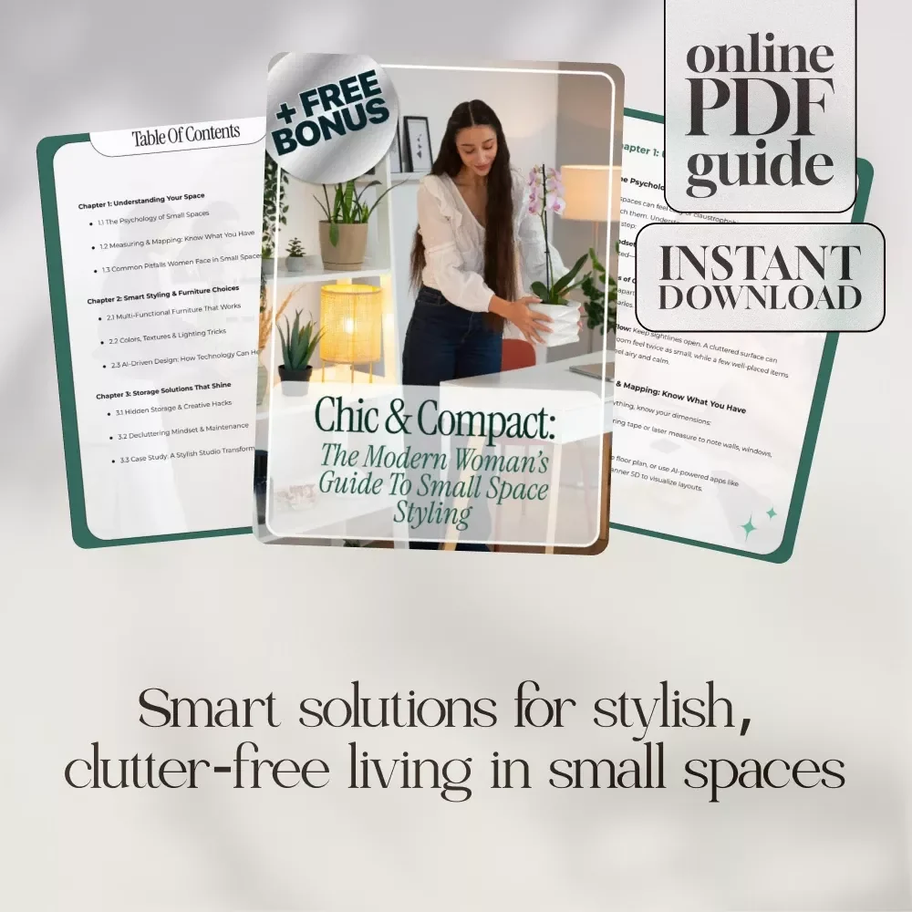 Chic & Compact: The Modern Woman’s Guide to Small Space Styling | Small Space Styling eBook | Digital Download Guide for Apartment Living, Storage Solutions & Modern Home Design