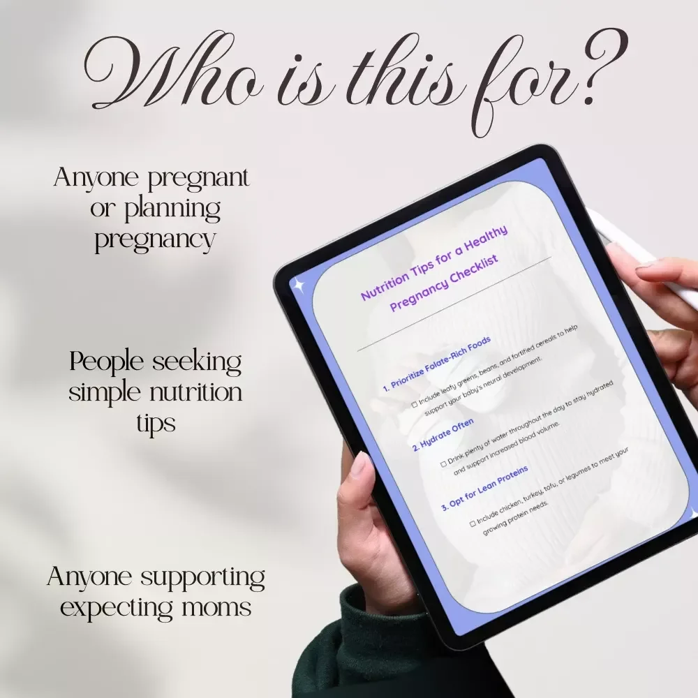 Nutrition Tips for a Healthy Pregnancy Checklist | Printable Digital Download for Expecting Moms
