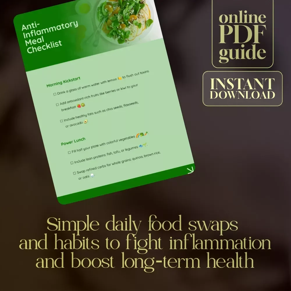 Anti-Inflammatory Meal Checklist | Digital Download Anti Inflammatory Meal Plan Guide for Healthy Eating & Lifestyle Balance