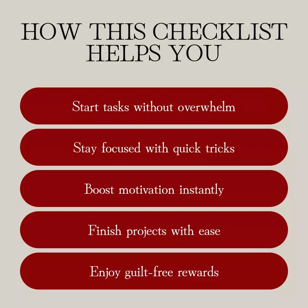 Procrastination Busters Checklist | Printable Productivity Guide | Digital Download To Beat Procrastination & Stay Focused