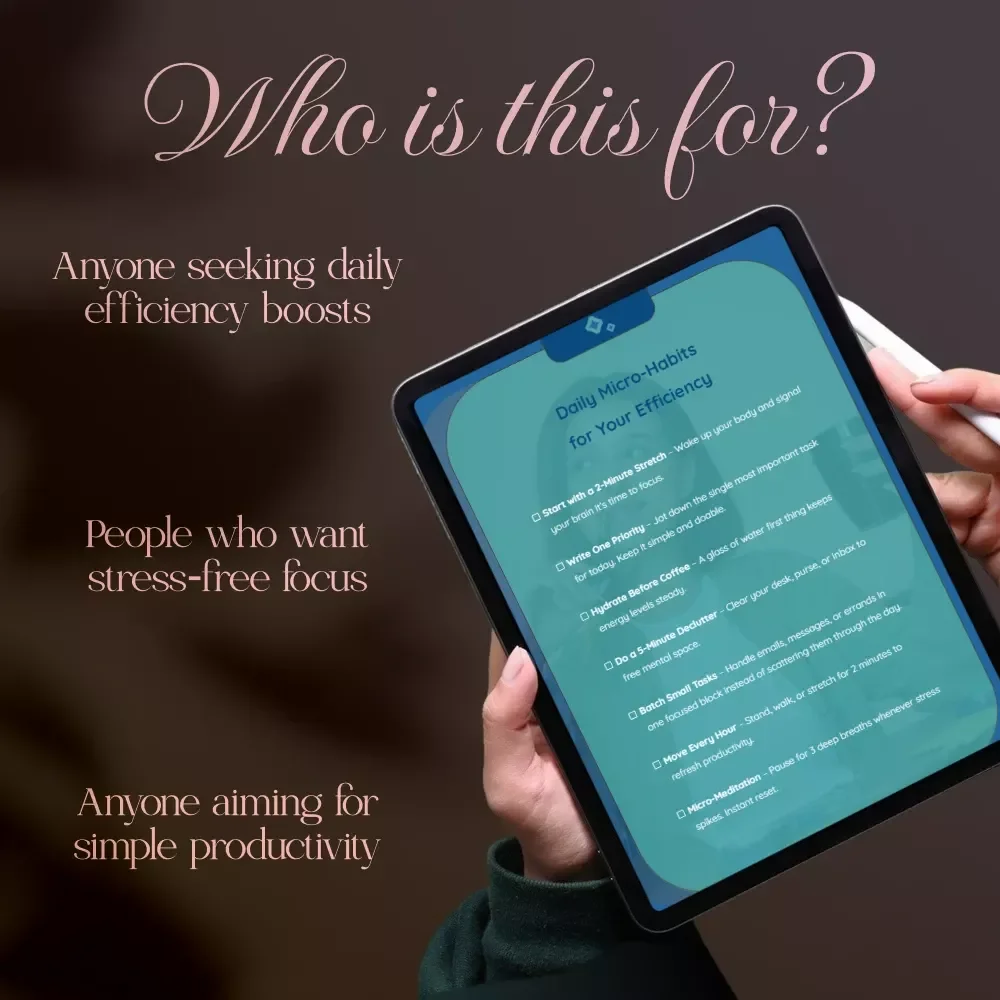 Daily Micro-Habits for Your Efficiency Checklist | Productivity, Focus, and Energy Digital Download | Printable Self-Care and Organization Tool