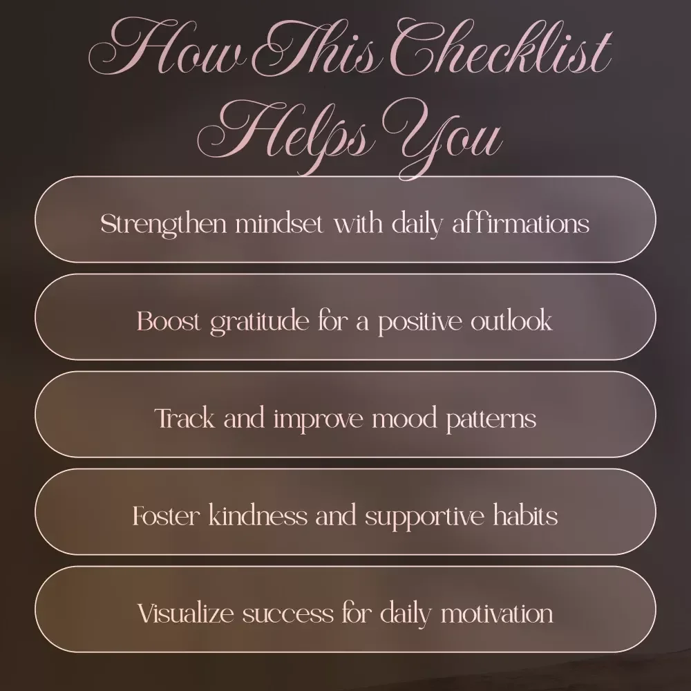 Positive Mindset AI Daily Tracker Checklist - Transform Your Mindset with AI Support for Daily Growth