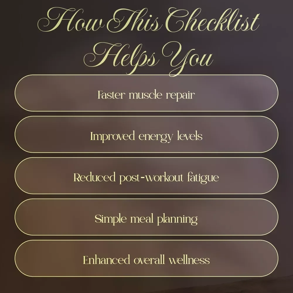 Glow & Grow: Post-Workout Recovery Meal Checklist | Instant Download Guide for Balanced Post-Workout Recovery Meals