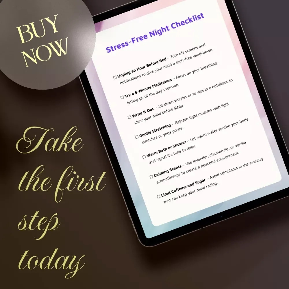 Stress-Free Night Checklist | Digital Download Guide for Stress Management Techniques for Sleep, Relaxation & Better Rest