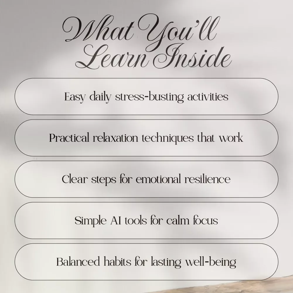 Stress Management Activities for a Balanced Life | Digital Guide with Practical Stress Management Activities, Relaxation Techniques & AI Tools