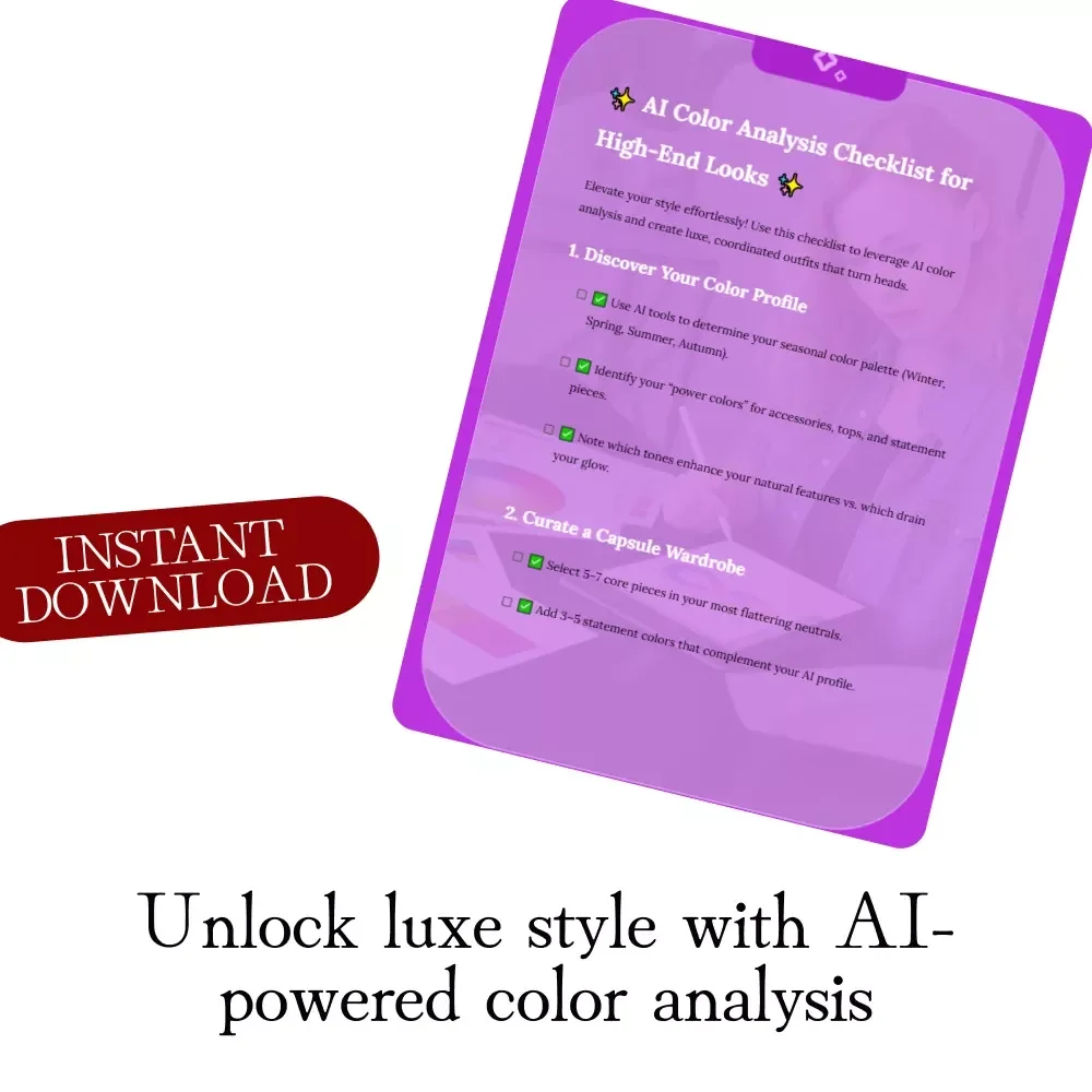 AI Color Analysis Checklist for High-End Looks | Digital Download Wardrobe Guide | Seasonal Palette, Capsule Wardrobe & Luxe Styling eBook