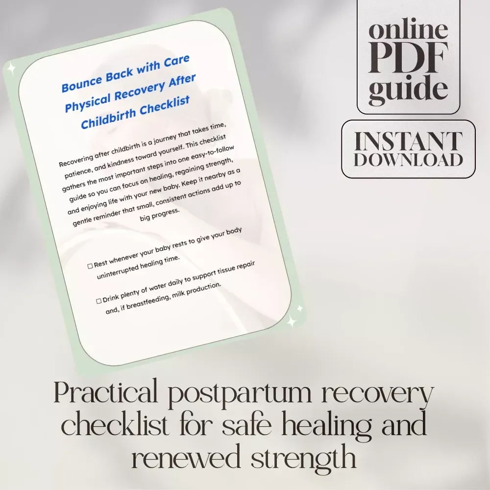 Bounce Back with Care Physical Recovery After Childbirth Checklist | Postpartum Healing Guide | Digital Download for New Moms