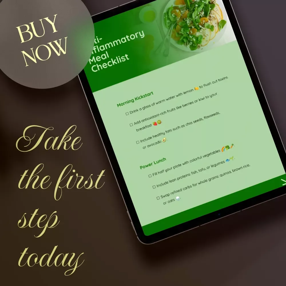 Anti-Inflammatory Meal Checklist | Digital Download Anti Inflammatory Meal Plan Guide for Healthy Eating & Lifestyle Balance