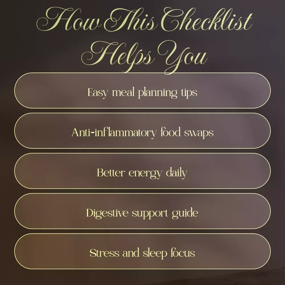 Anti-Inflammatory Meal Checklist | Digital Download Anti Inflammatory Meal Plan Guide for Healthy Eating & Lifestyle Balance