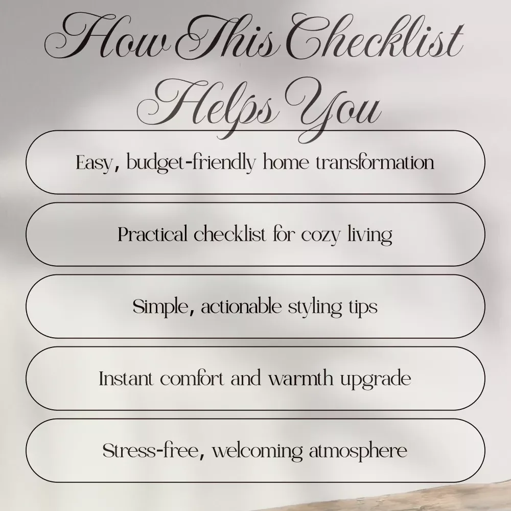The Cozy Living Space Checklist | Printable Digital Download | Home Decor Guide for Warm & Inviting Rooms | Cozy Home Checklist