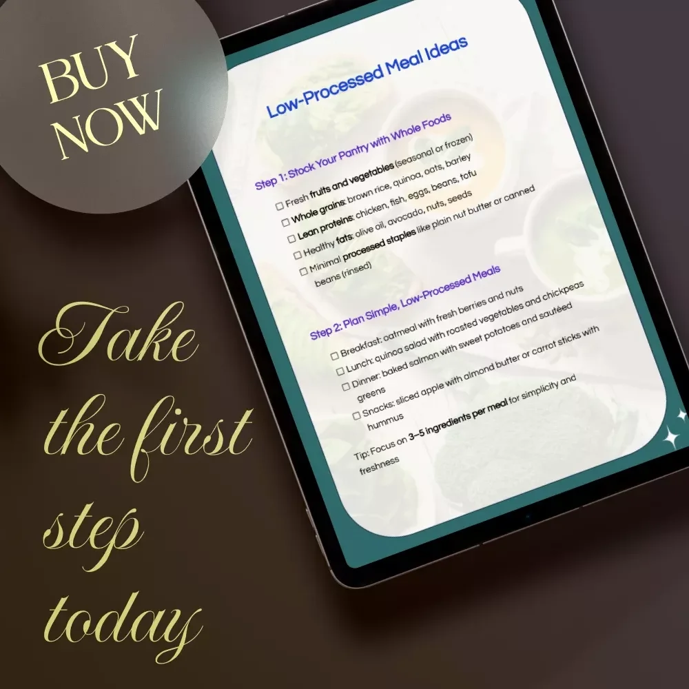 Low-Processed Meal Ideas Checklist | Simple Whole Food Recipes & Healthy Eating PDF Download