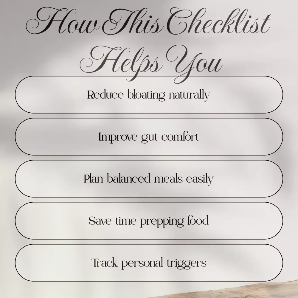 Low FODMAP Meal Plan Checklist for Women | Gut Health & Bloat Relief Digital Download