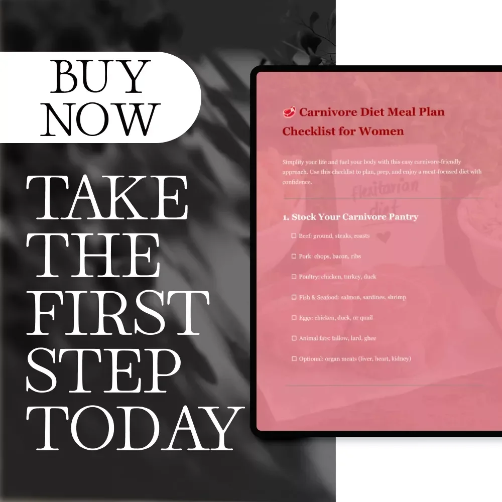 Carnivore Diet Meal Plan Checklist for Women | Printable Keto Meat-Based Guide, eBook, Digital Download for Easy Low-Carb Lifestyle & Nutrition