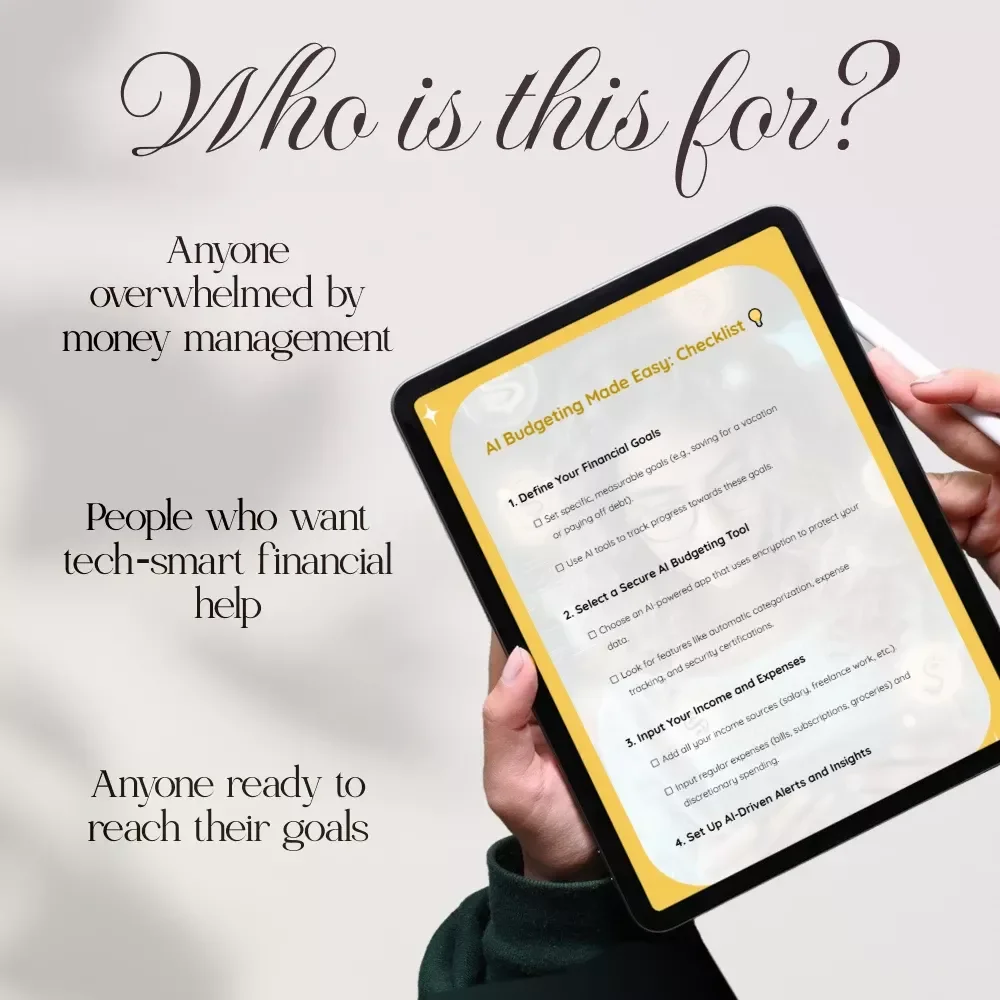 AI Budgeting Made Easy: Checklist | How to Use AI for Budgeting Safely | Digital Download | Personal Finance Guide