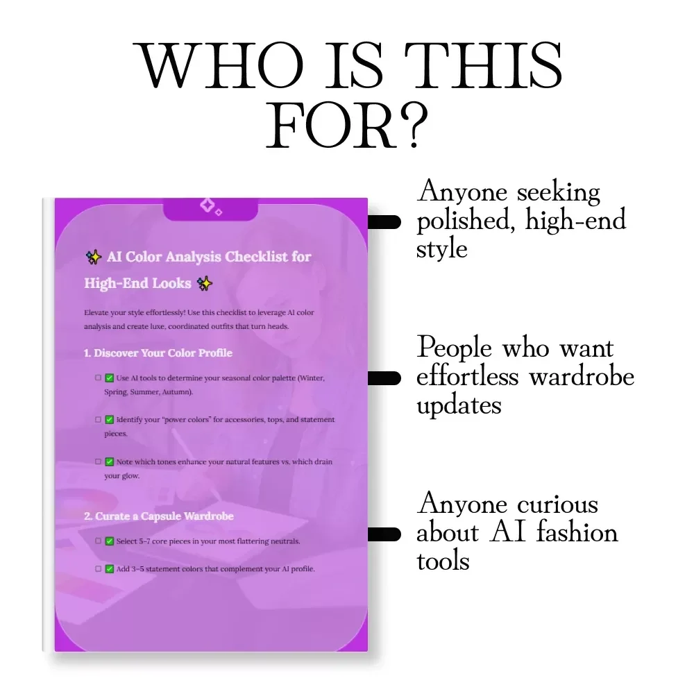 AI Color Analysis Checklist for High-End Looks | Digital Download Wardrobe Guide | Seasonal Palette, Capsule Wardrobe & Luxe Styling eBook